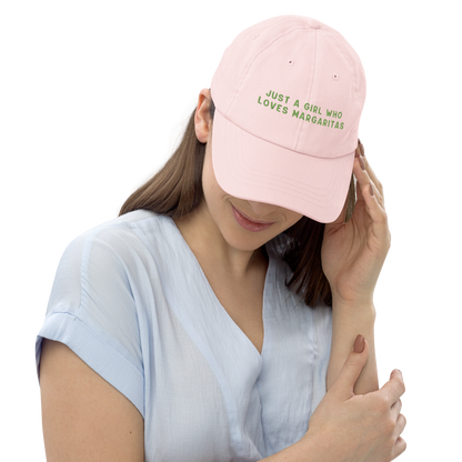 Just A Girl Who Loves Margaritas Embroidered Pastel Baseball Cap