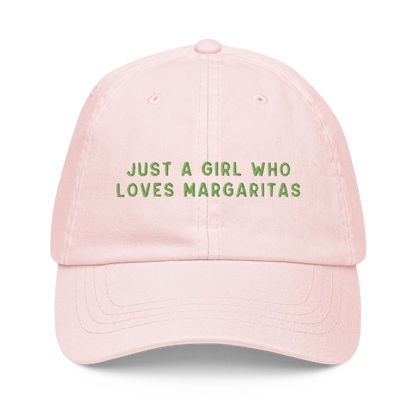 Just A Girl Who Loves Margaritas Embroidered Pastel Baseball Cap