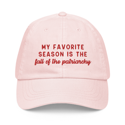 My Favorite Season Is The Fall Of The Patriarchy Embroidered Pastel Baseball Cap