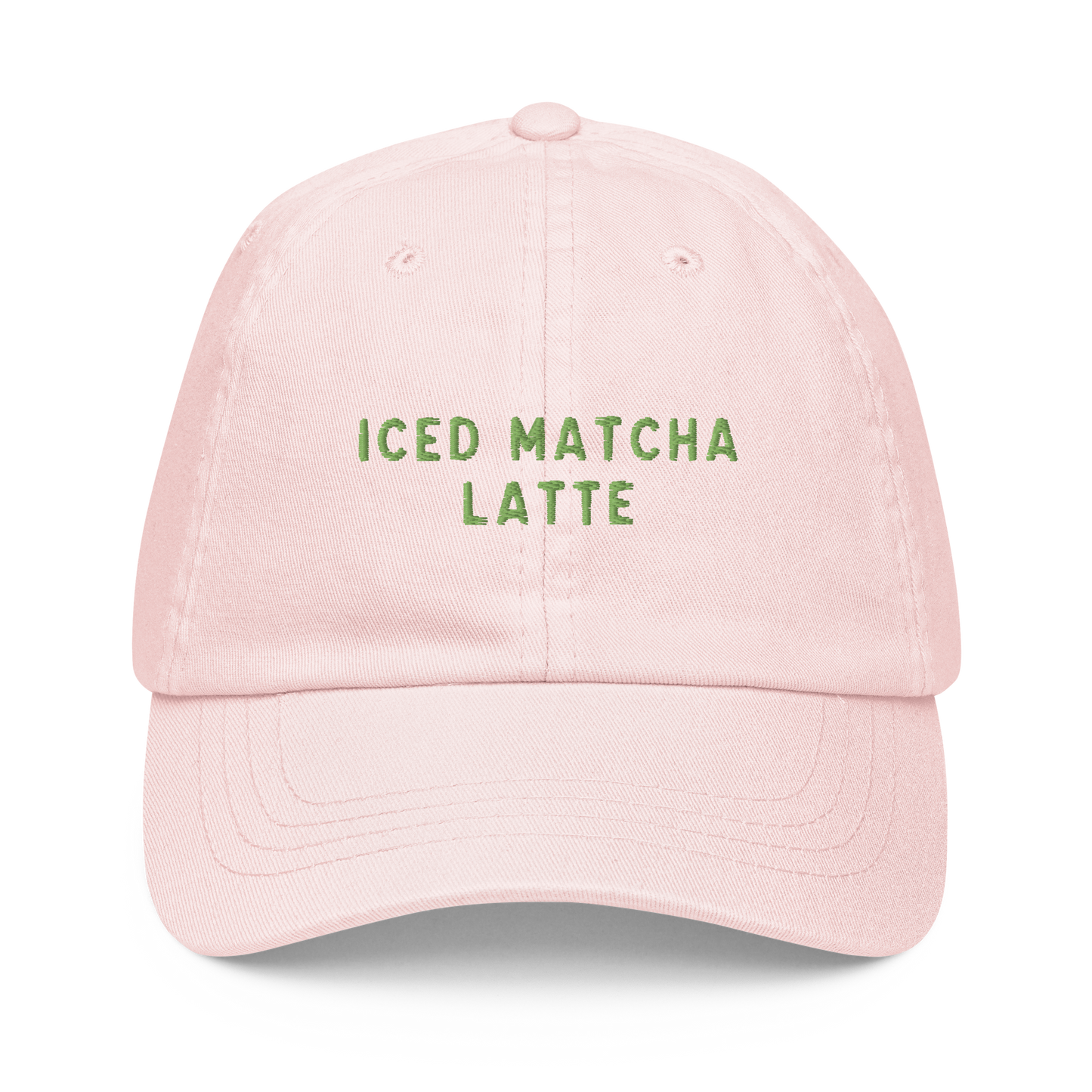 Iced Matcha Latte Embroidered Pastel Baseball Cap