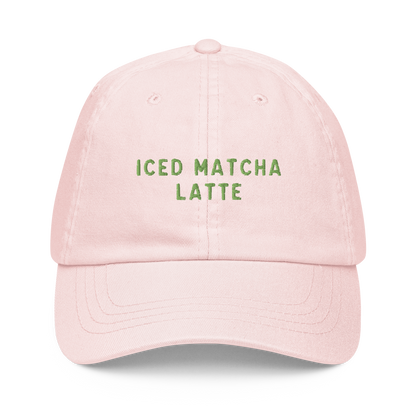 Iced Matcha Latte Embroidered Pastel Baseball Cap