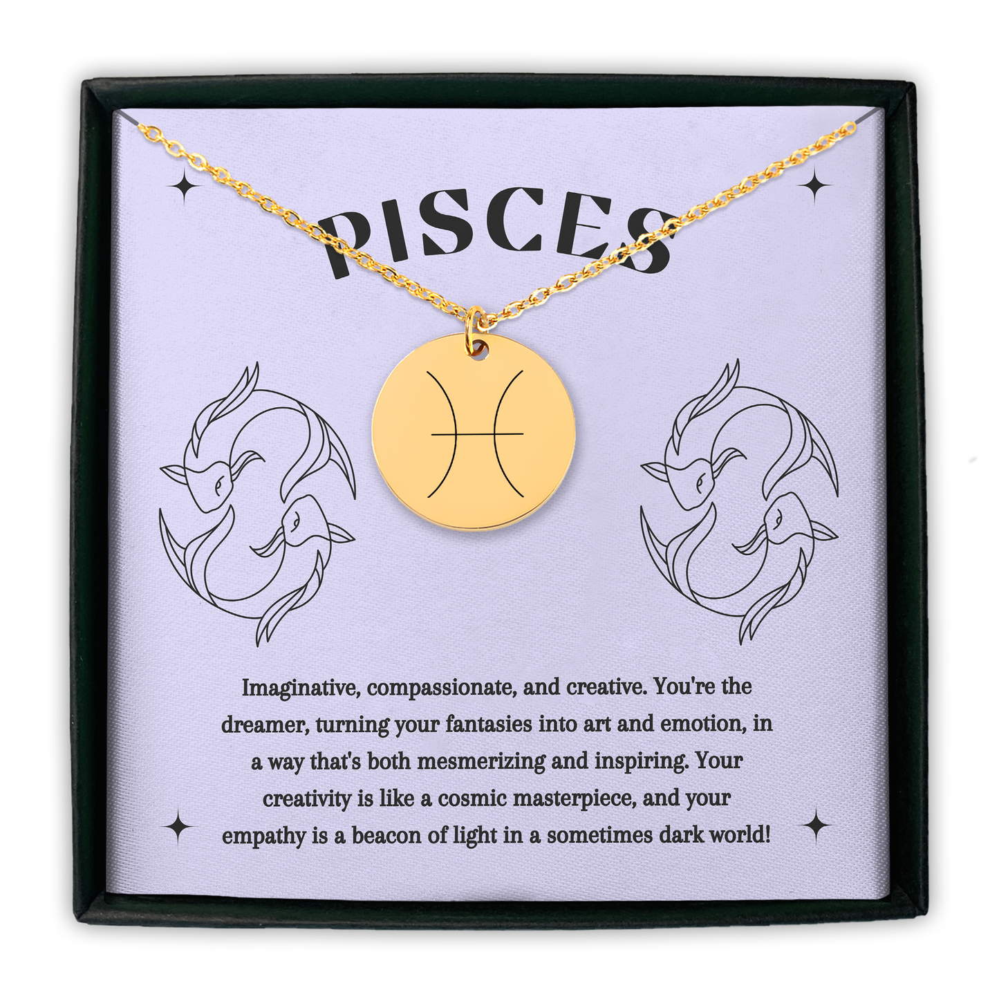 Pisces Symbol Zodiac Coin Necklace