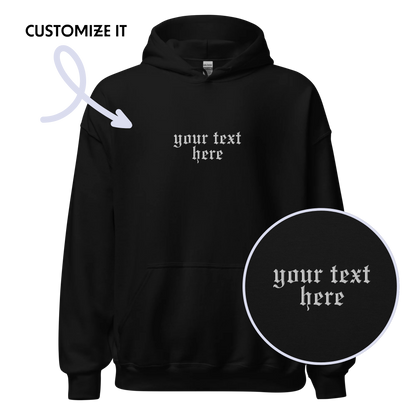 CUSTOM Your Text Gothic Embroidered Hoodie