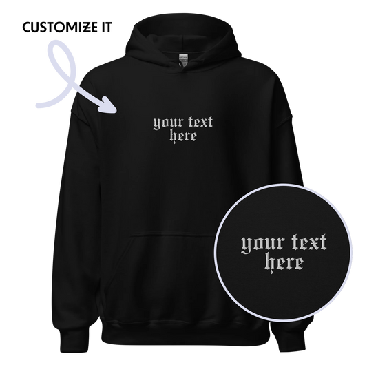 CUSTOM Your Text Gothic Embroidered Hoodie