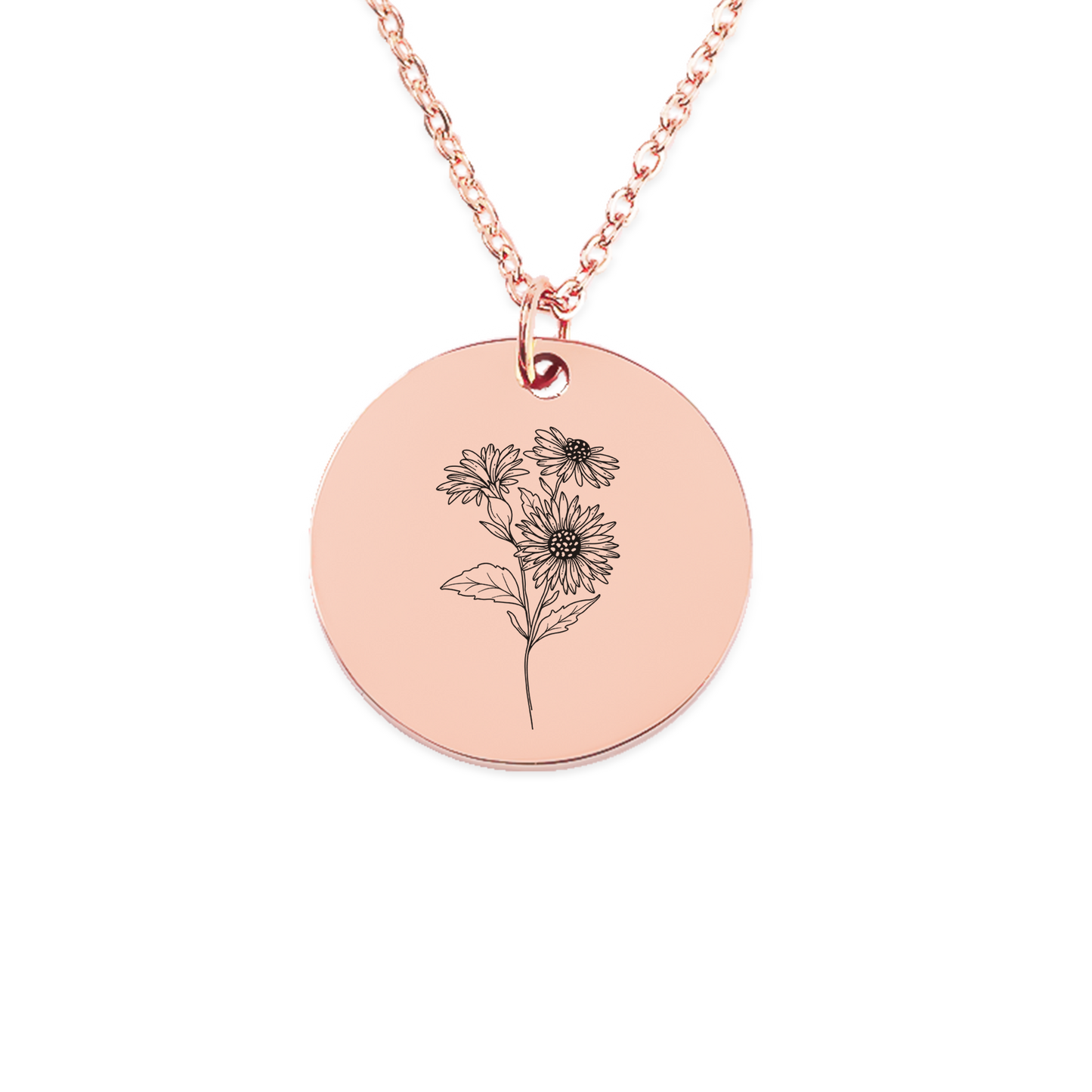 September Birth Flower Coin Necklace (Aster)