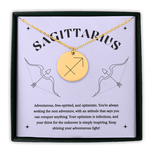 Sagittarius Symbol Zodiac Coin Necklace