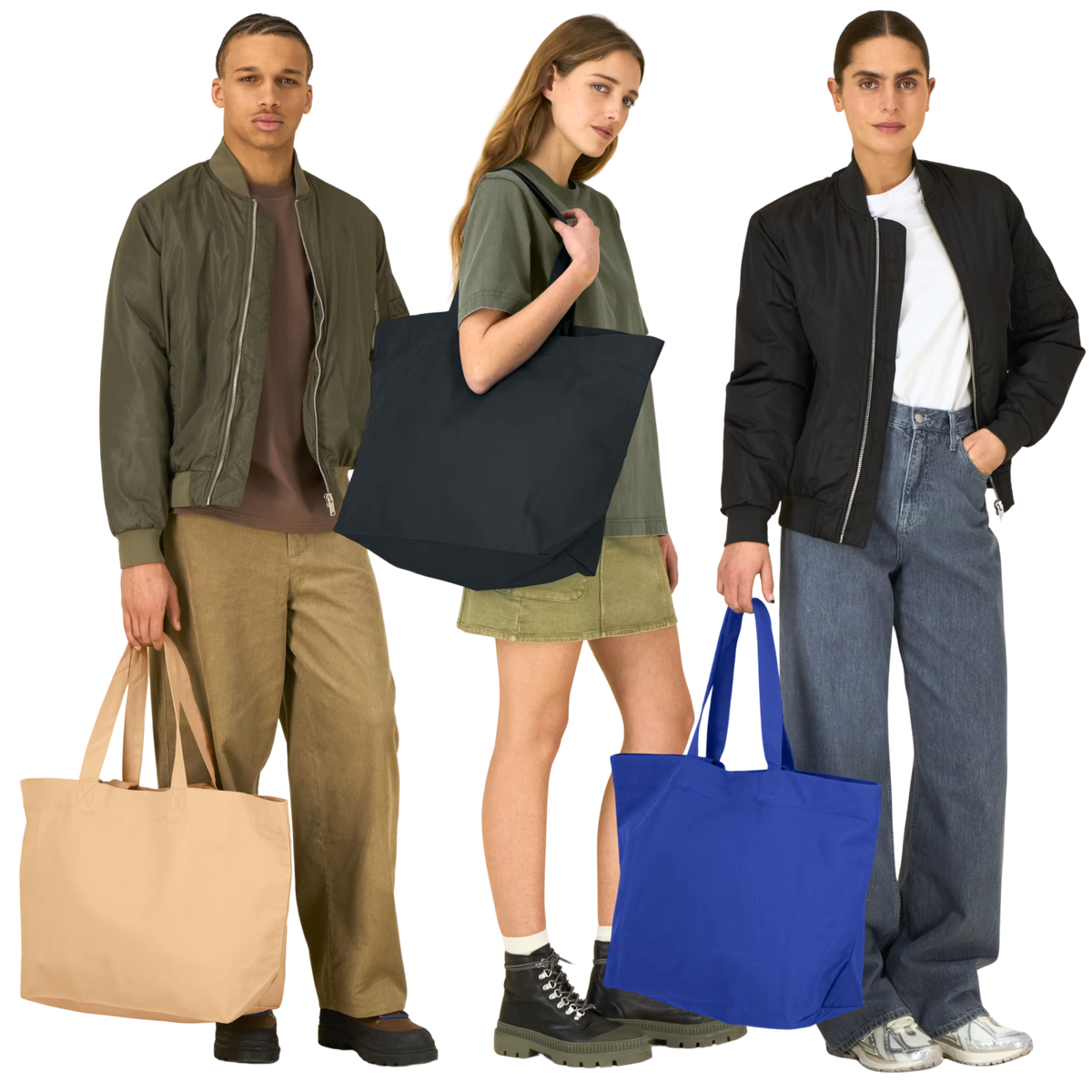 CUSTOM Blue Initials Embroidered Heavyweight Shopper Bag