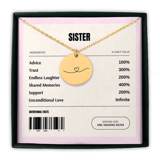 Sister Love Heart Coin Necklace