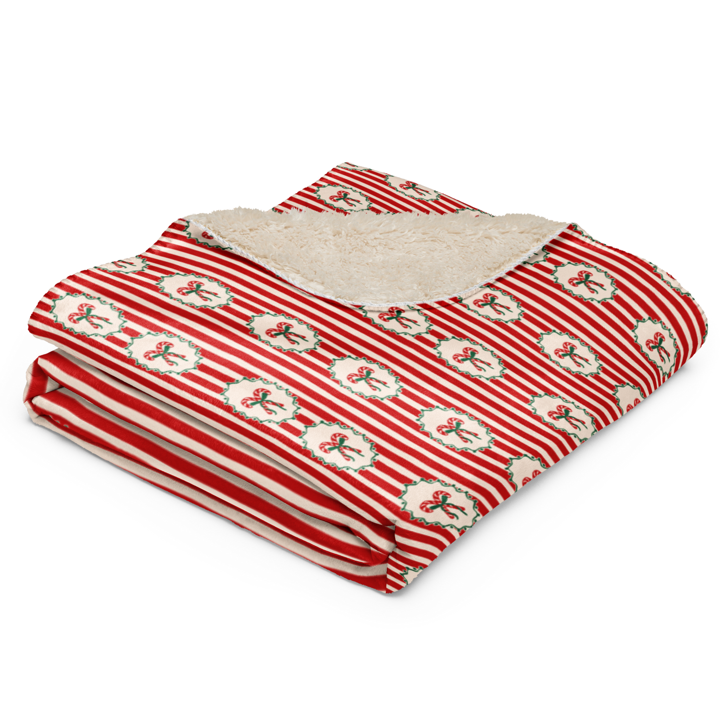 Candy Cane Lane Christmas Sherpa Blanket