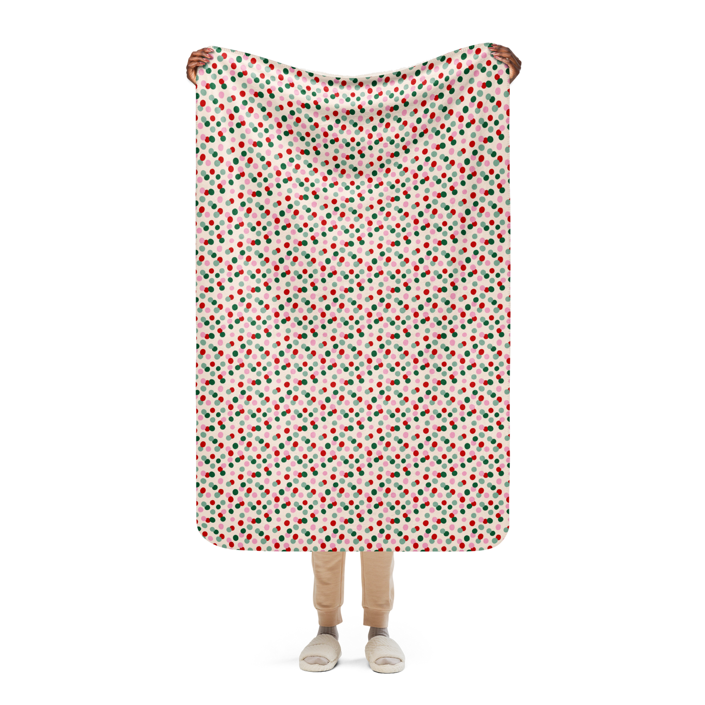 Holiday Polka Christmas Sherpa Blanket