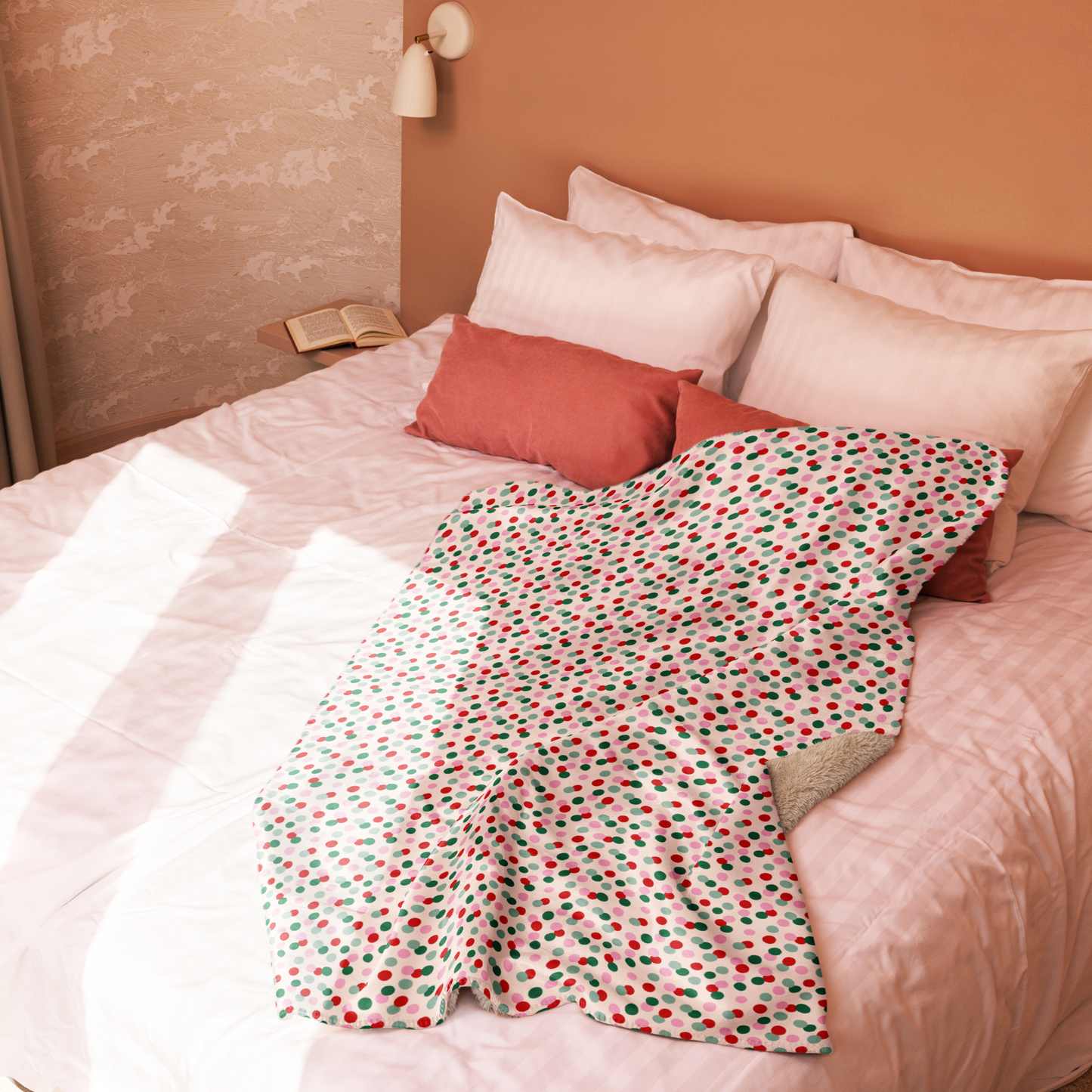 Holiday Polka Christmas Sherpa Blanket