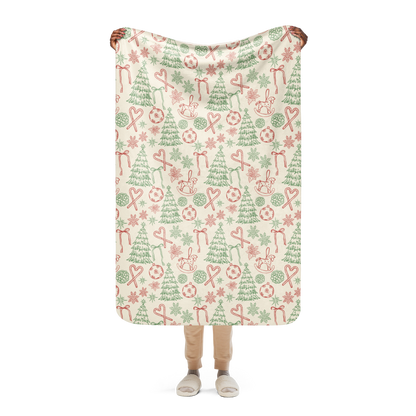 Holly Jolly Mix Christmas Sherpa Blanket