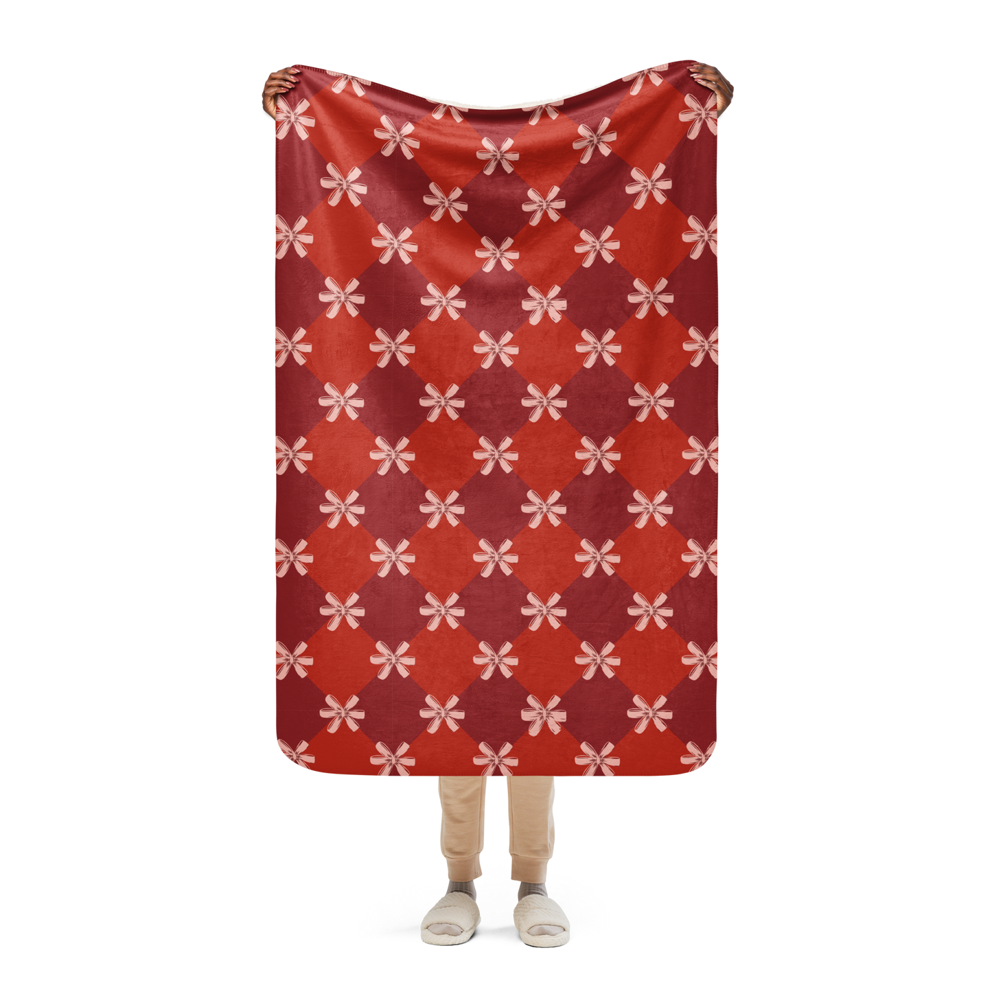 Festive Bows Christmas Sherpa Blanket