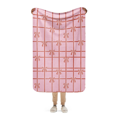 Jolly Bows Pink Christmas Sherpa Blanket