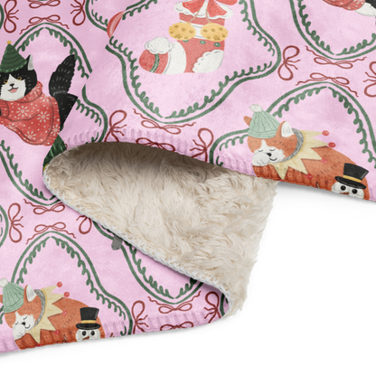 Cats Love Christmas Too Sherpa Blanket