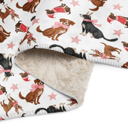Dogs Love Christmas Too Sherpa Blanket