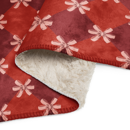 Festive Bows Christmas Sherpa Blanket