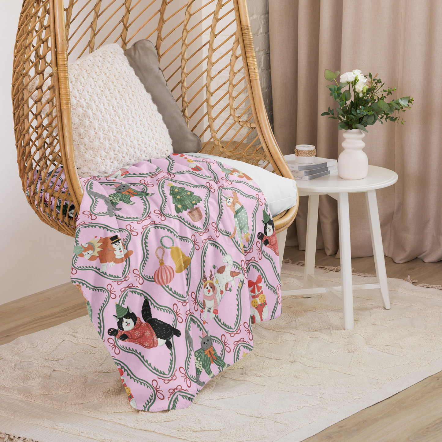 Cats Love Christmas Too Sherpa Blanket