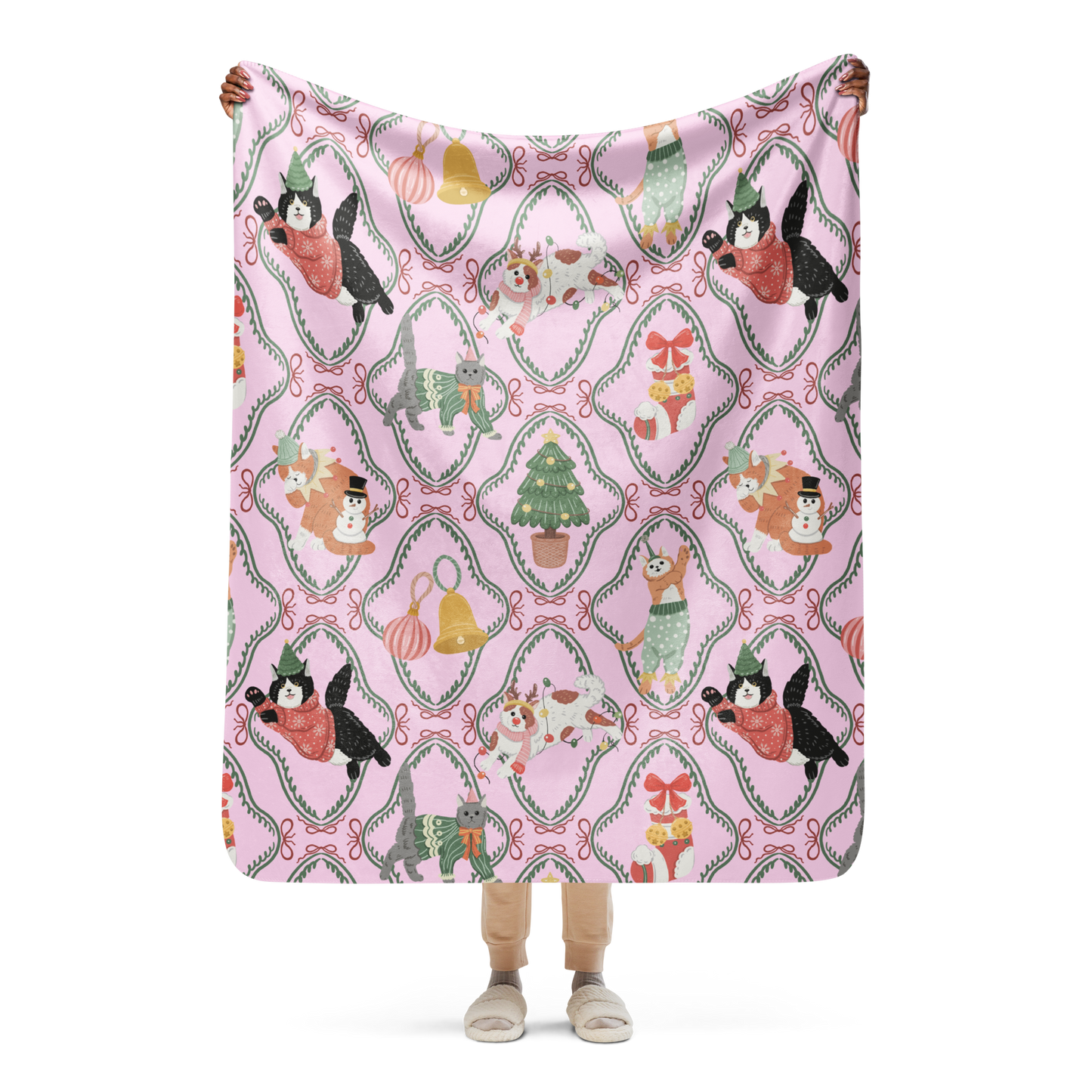Cats Love Christmas Too Sherpa Blanket