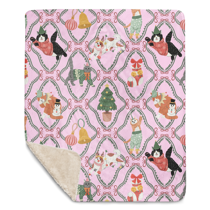 Cats Love Christmas Too Sherpa Blanket