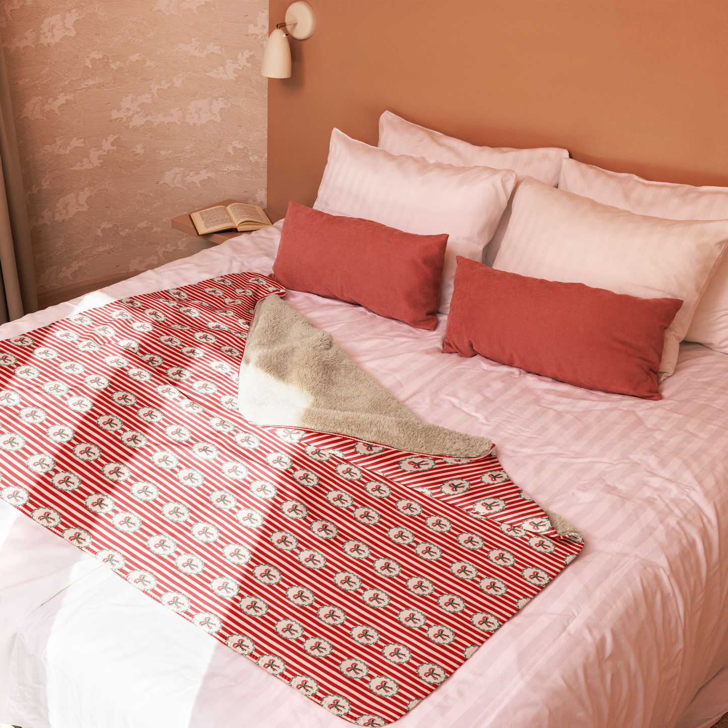 Candy Cane Lane Christmas Sherpa Blanket