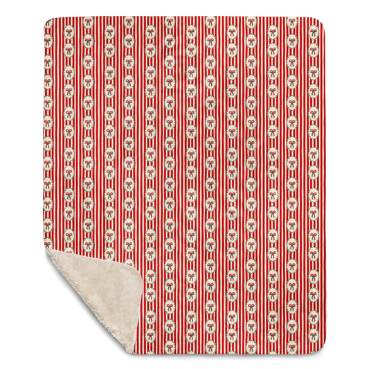 Candy Cane Lane Christmas Sherpa Blanket
