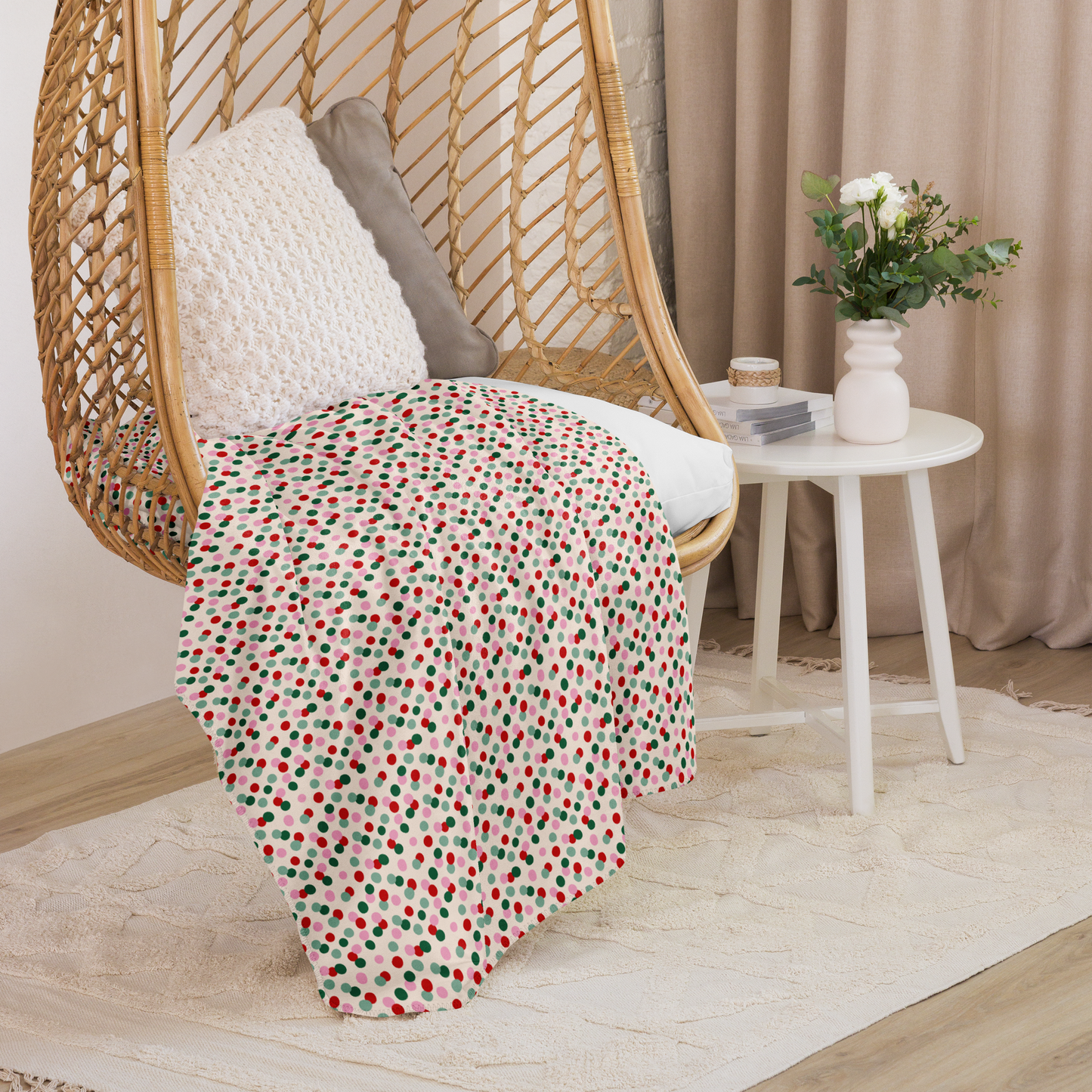 Holiday Polka Christmas Sherpa Blanket