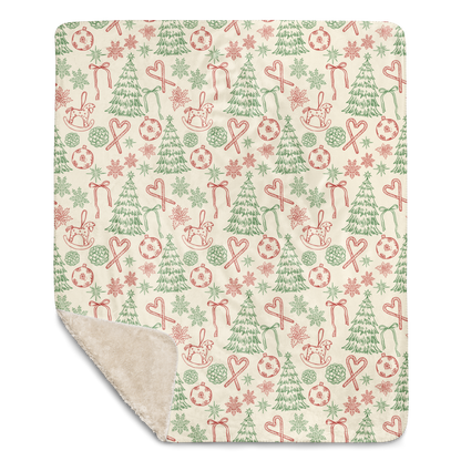 Holly Jolly Mix Christmas Sherpa Blanket