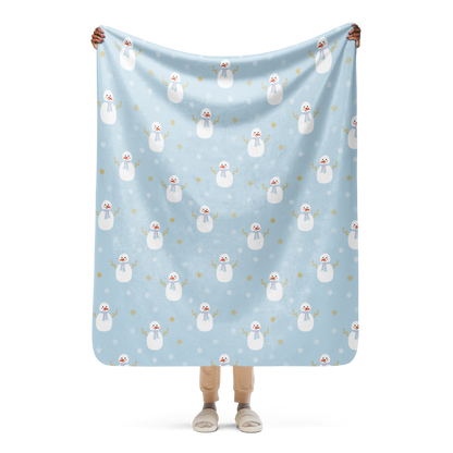Snowy Buddy Christmas Sherpa Blanket