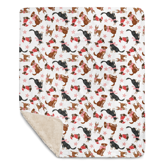 Dogs Love Christmas Too Sherpa Blanket