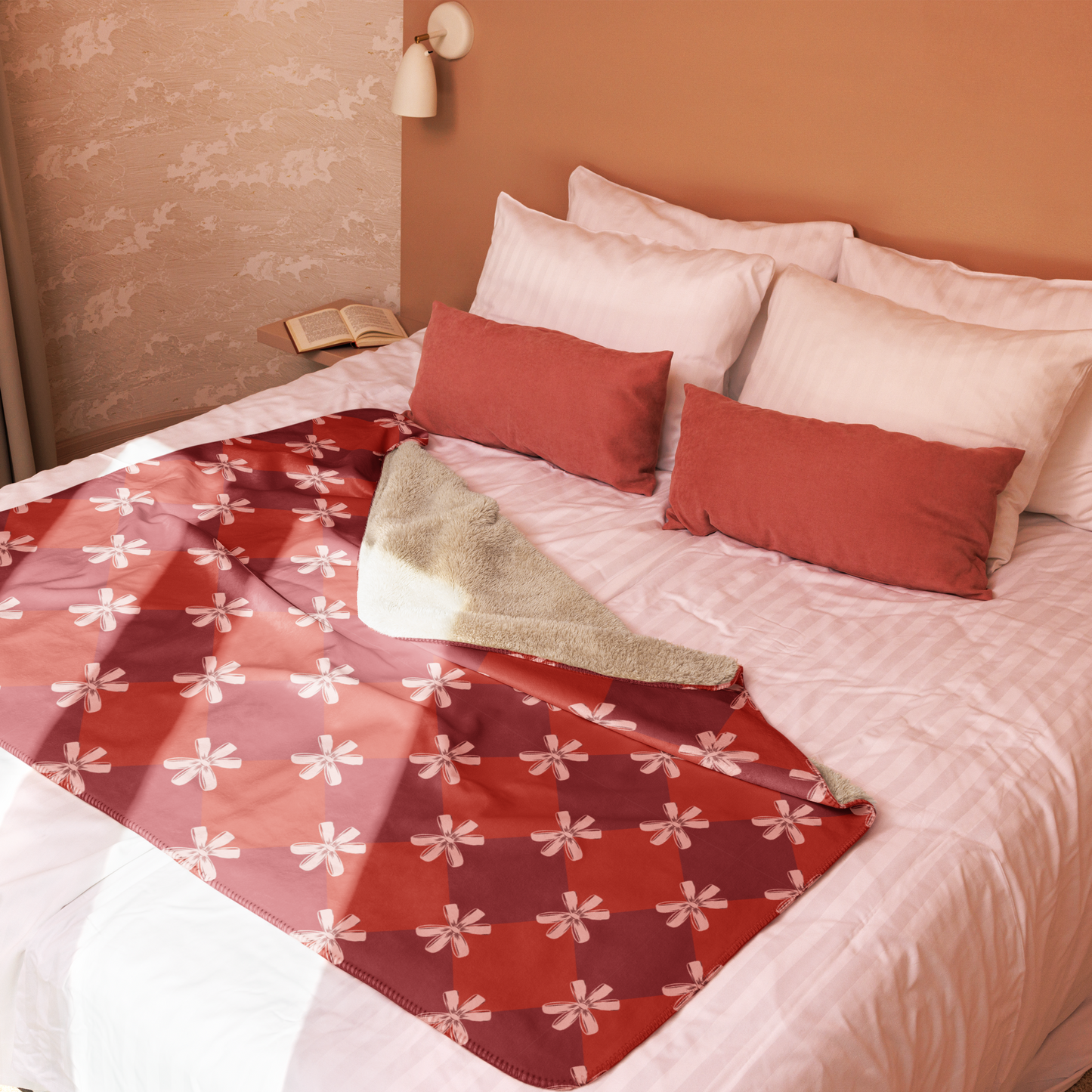 Festive Bows Christmas Sherpa Blanket