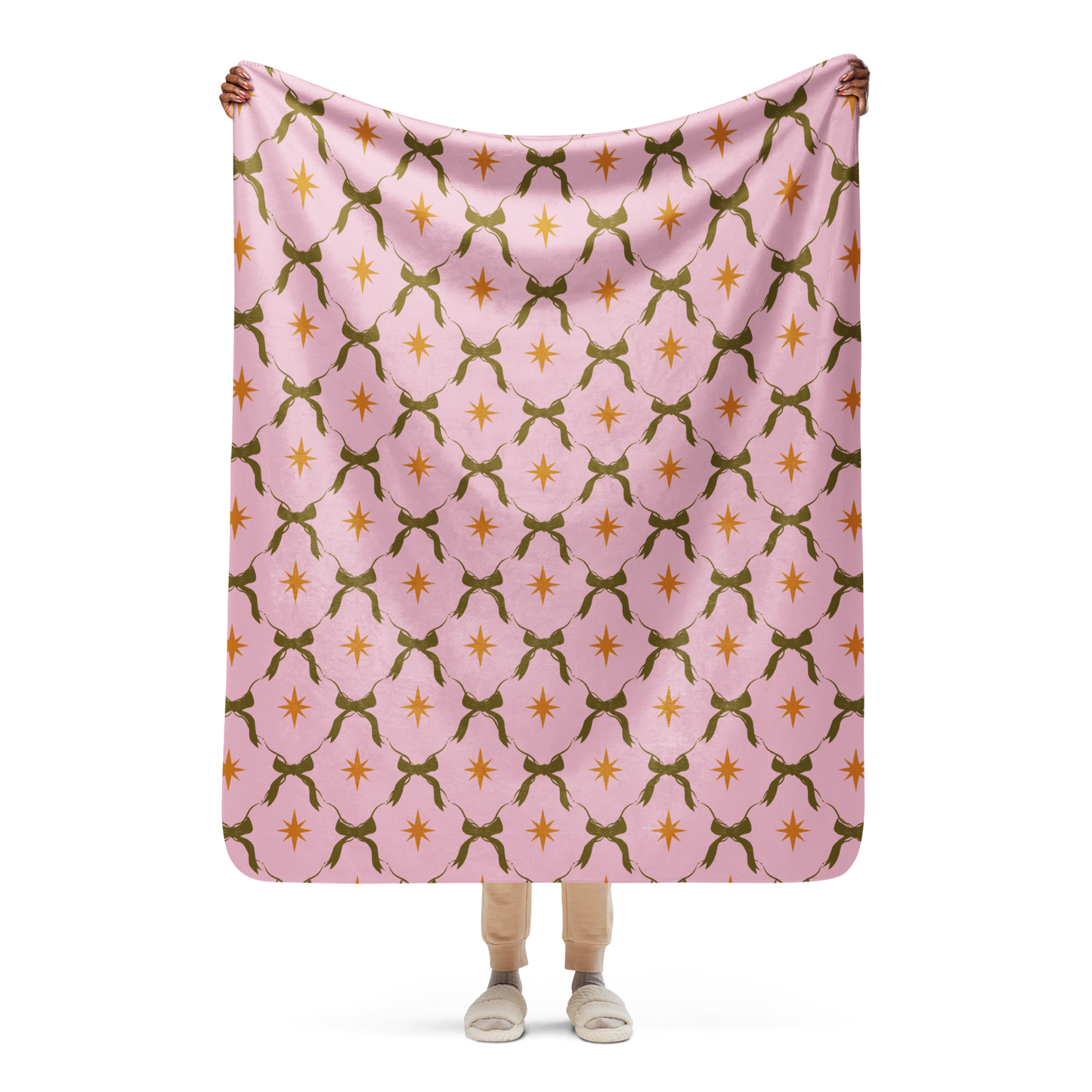 Twinkle in Pink Christmas Sherpa Blanket