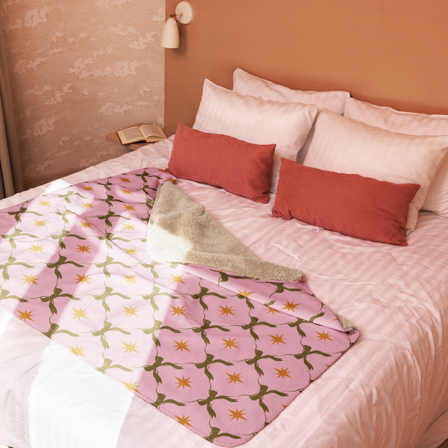 Twinkle in Pink Christmas Sherpa Blanket