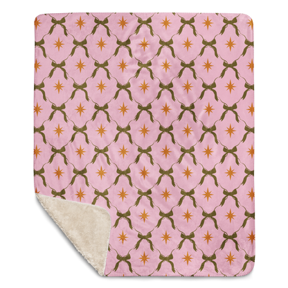 Twinkle in Pink Christmas Sherpa Blanket