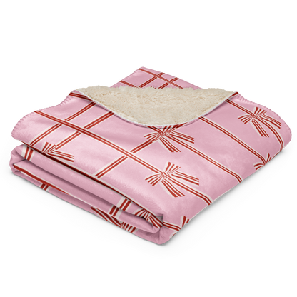 Jolly Bows Pink Christmas Sherpa Blanket