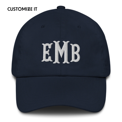 CUSTOM Fishtail Monogrammed Initials Embroidered Cap