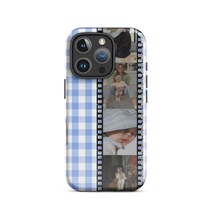 CUSTOM PHOTO Aesthetic Blue Gingham iPhone Case