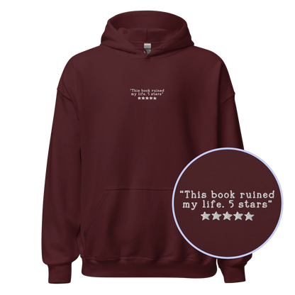 This Book Ruined My Life 5 Stars Embroidered Hoodie