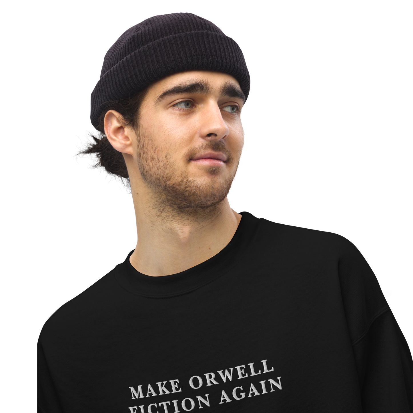 Make Orwell Fiction Again Embroidered Crewneck Sweatshirt