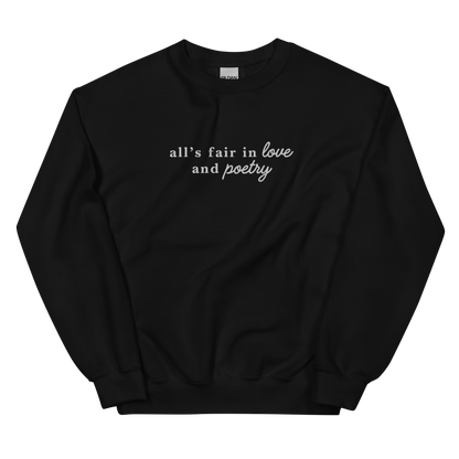 All's Fair in Love and Poetry Embroidered Crewneck Sweatshirt