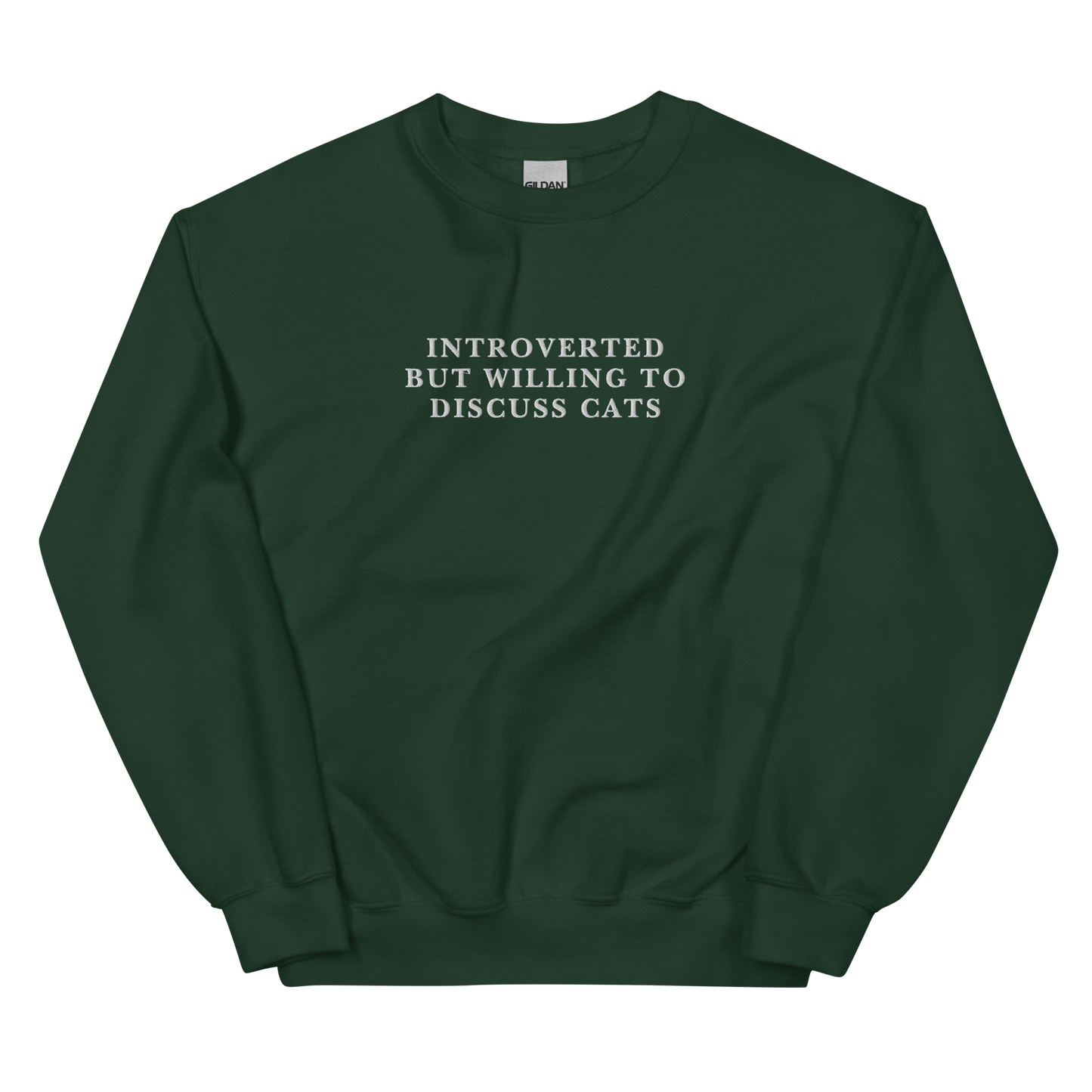 Introverted But Willing To Discuss Cats Embroidered Crewneck Sweatshirt