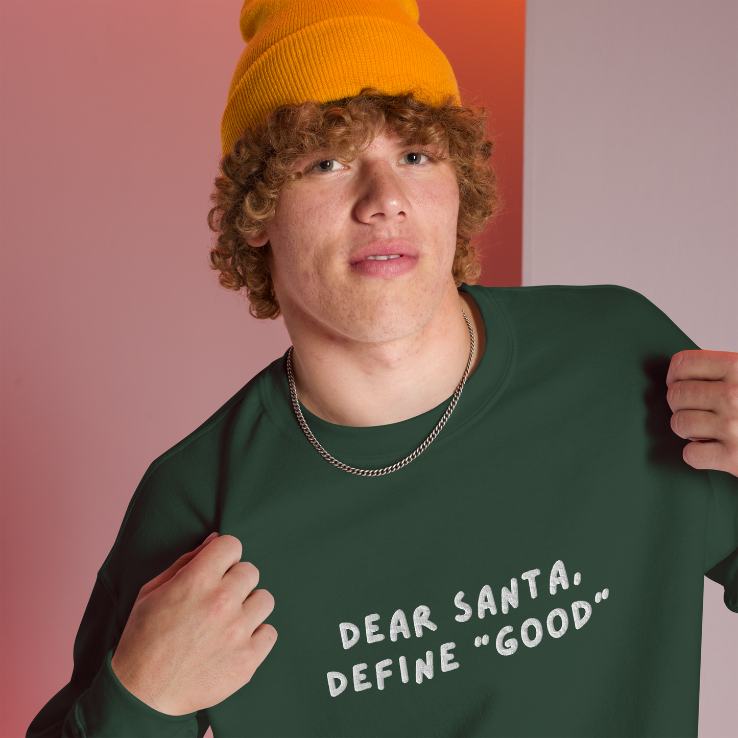 Dear Santa Define Good Christmas Embroidered Sweatshirt