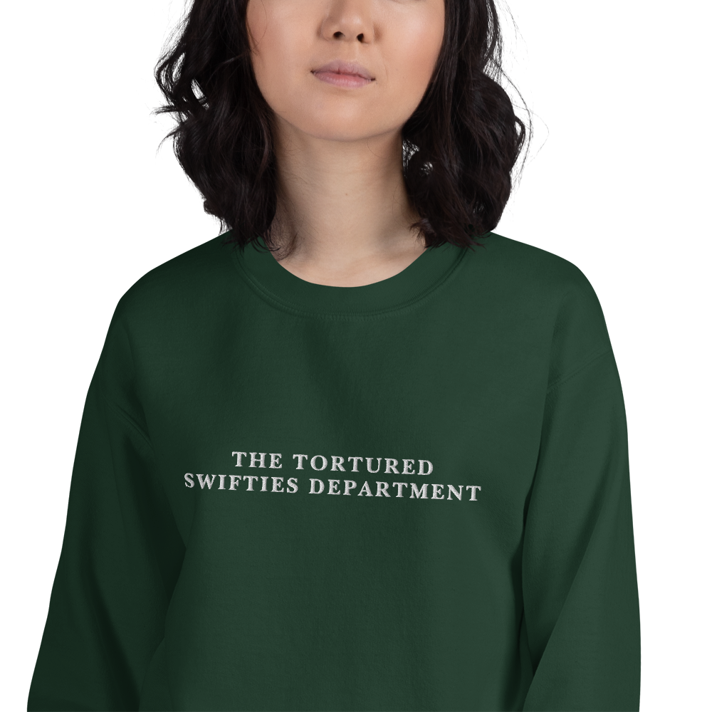 The Tortured Swifties Department Embroidered Crewneck Sweatshirt