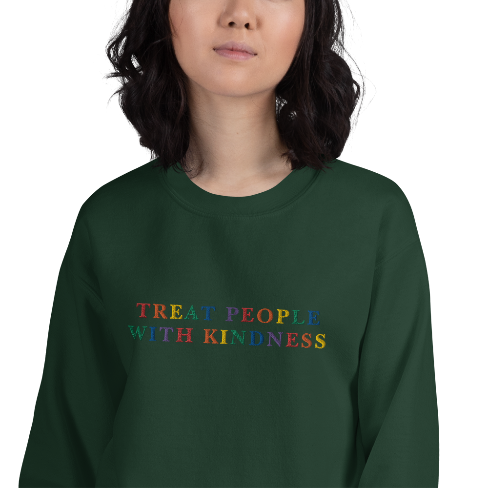 Treat People With Kindness Embroidered Crewneck Sweatshirt