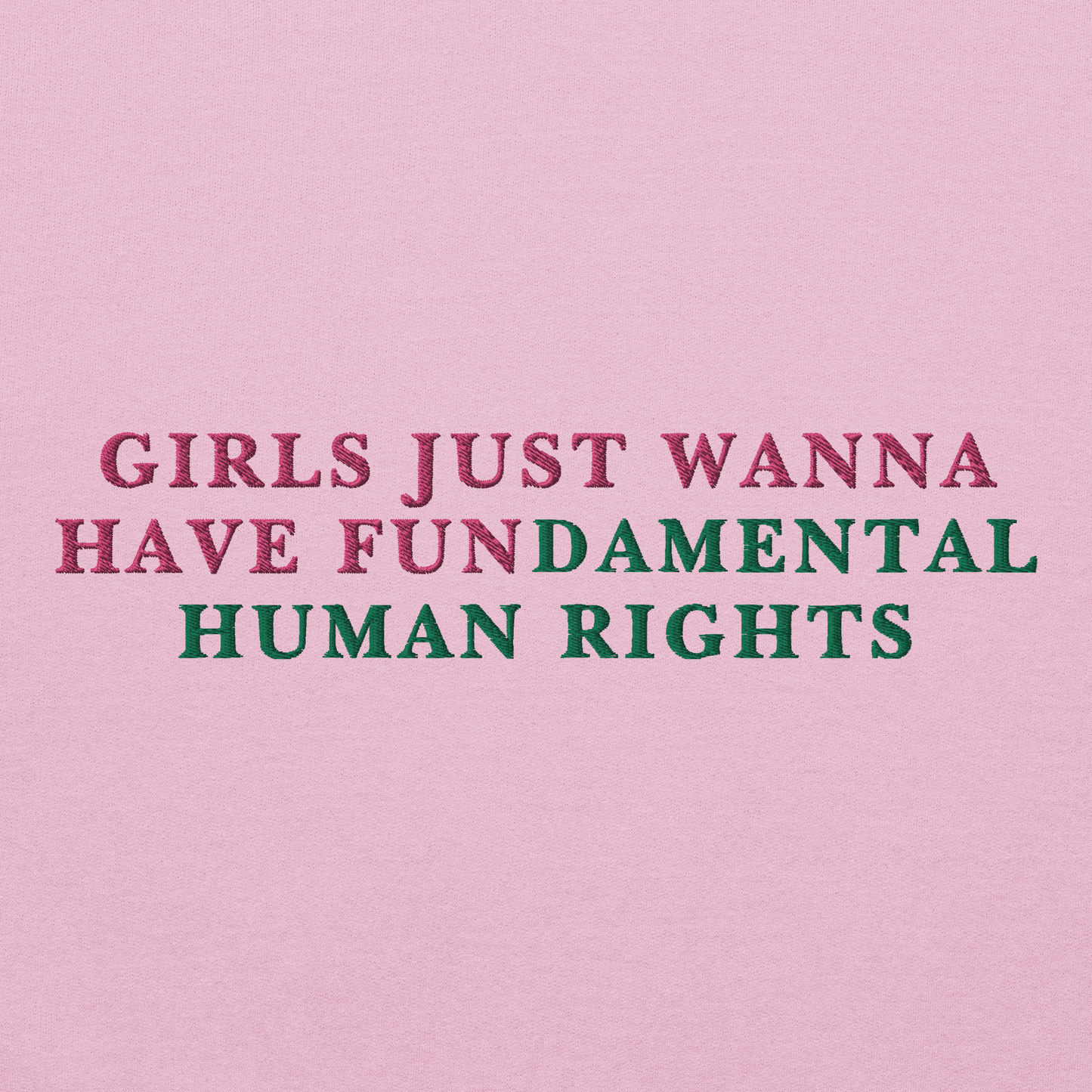 Girls Just Wanna Have Fundamental Human Rights Feminist Embroidered Sweatshirt