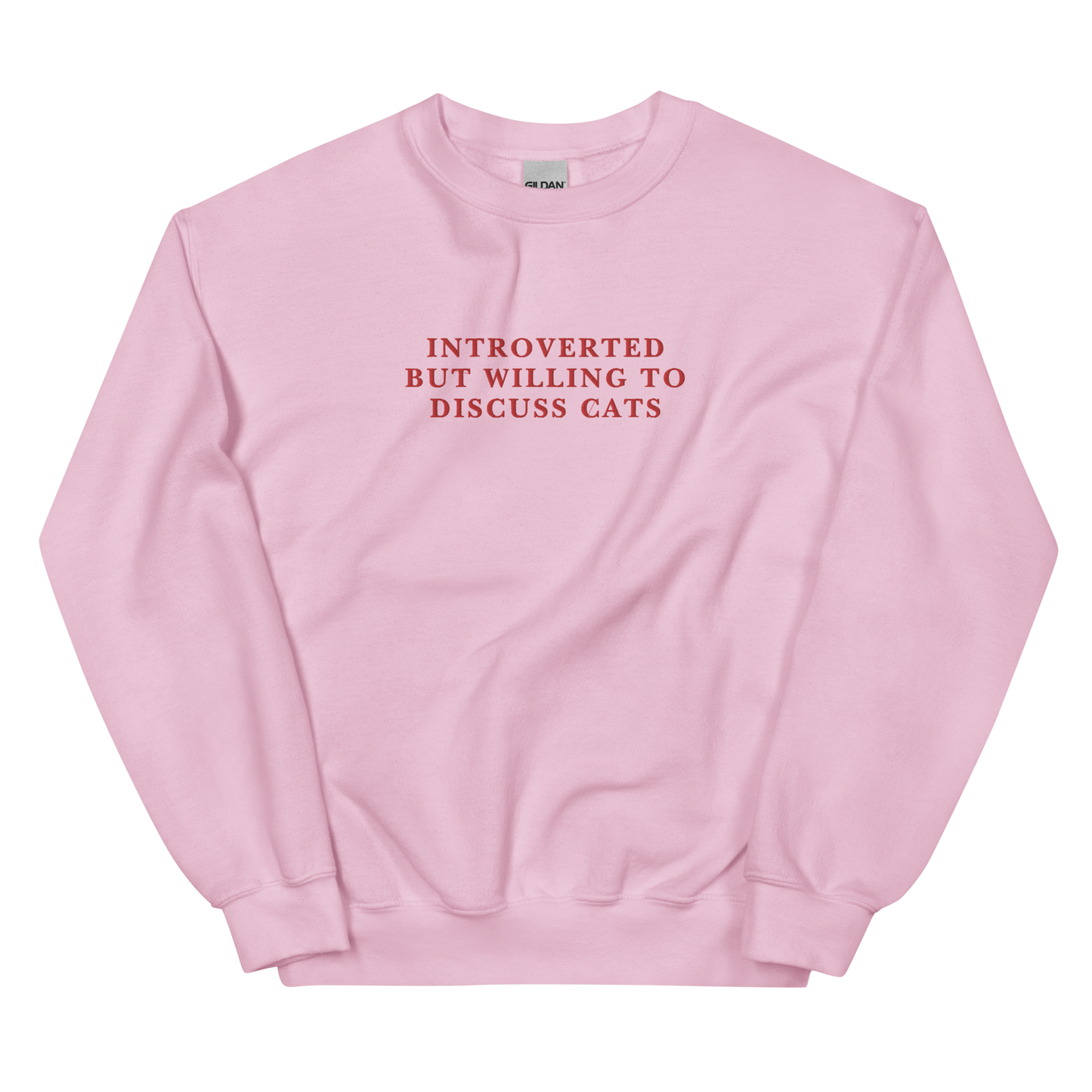 Introverted But Willing To Discuss Cats Embroidered Crewneck Sweatshirt