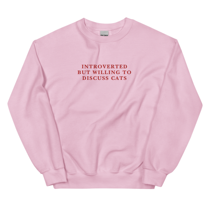 Introverted But Willing To Discuss Cats Embroidered Crewneck Sweatshirt