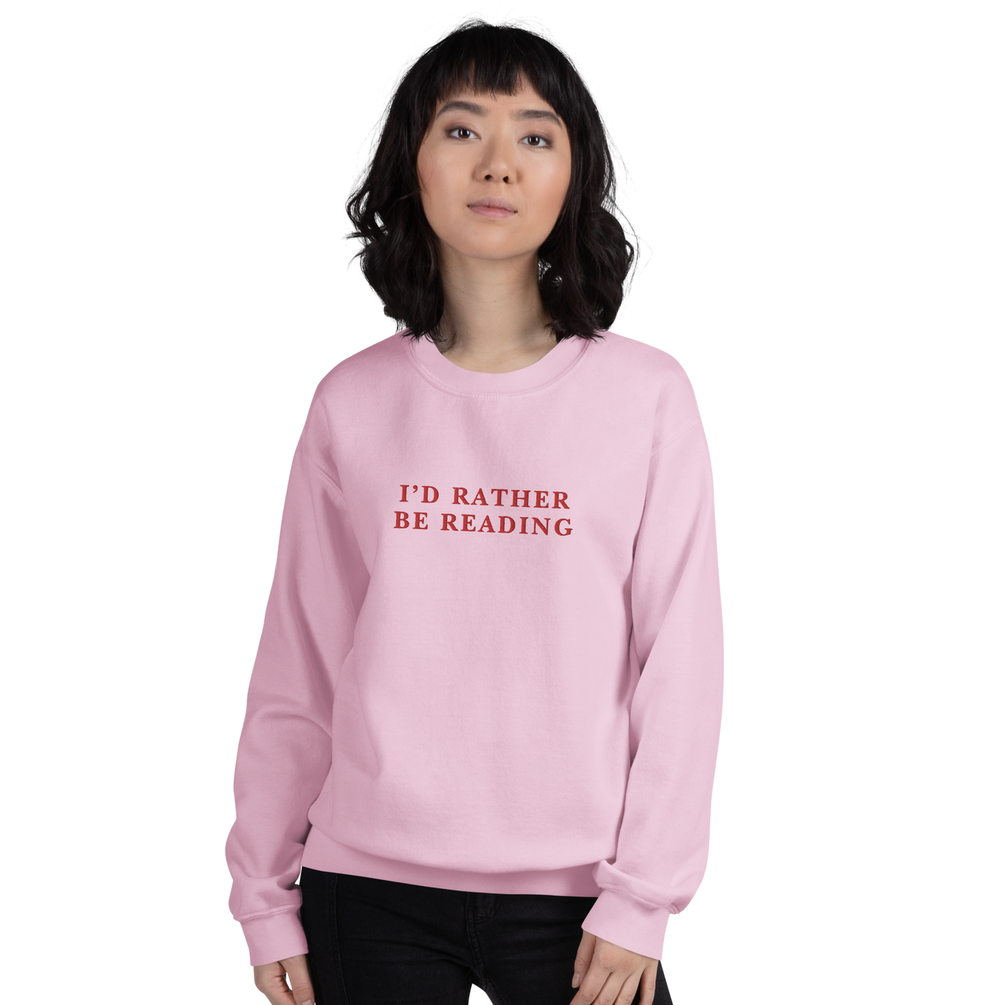 I'd Rather Be Reading Embroidered Crewneck Sweatshirt