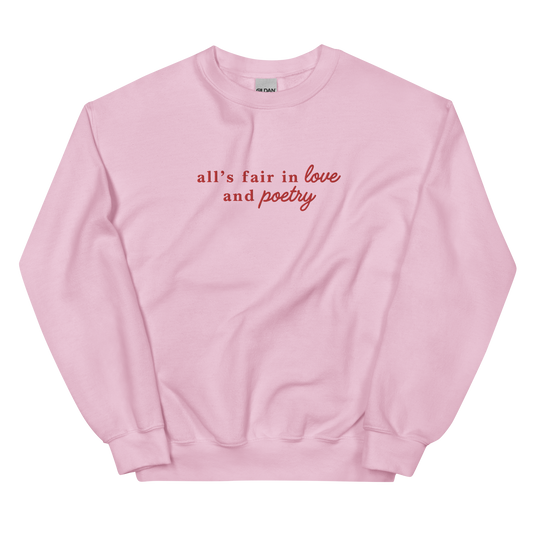 All's Fair in Love and Poetry Embroidered Crewneck Sweatshirt