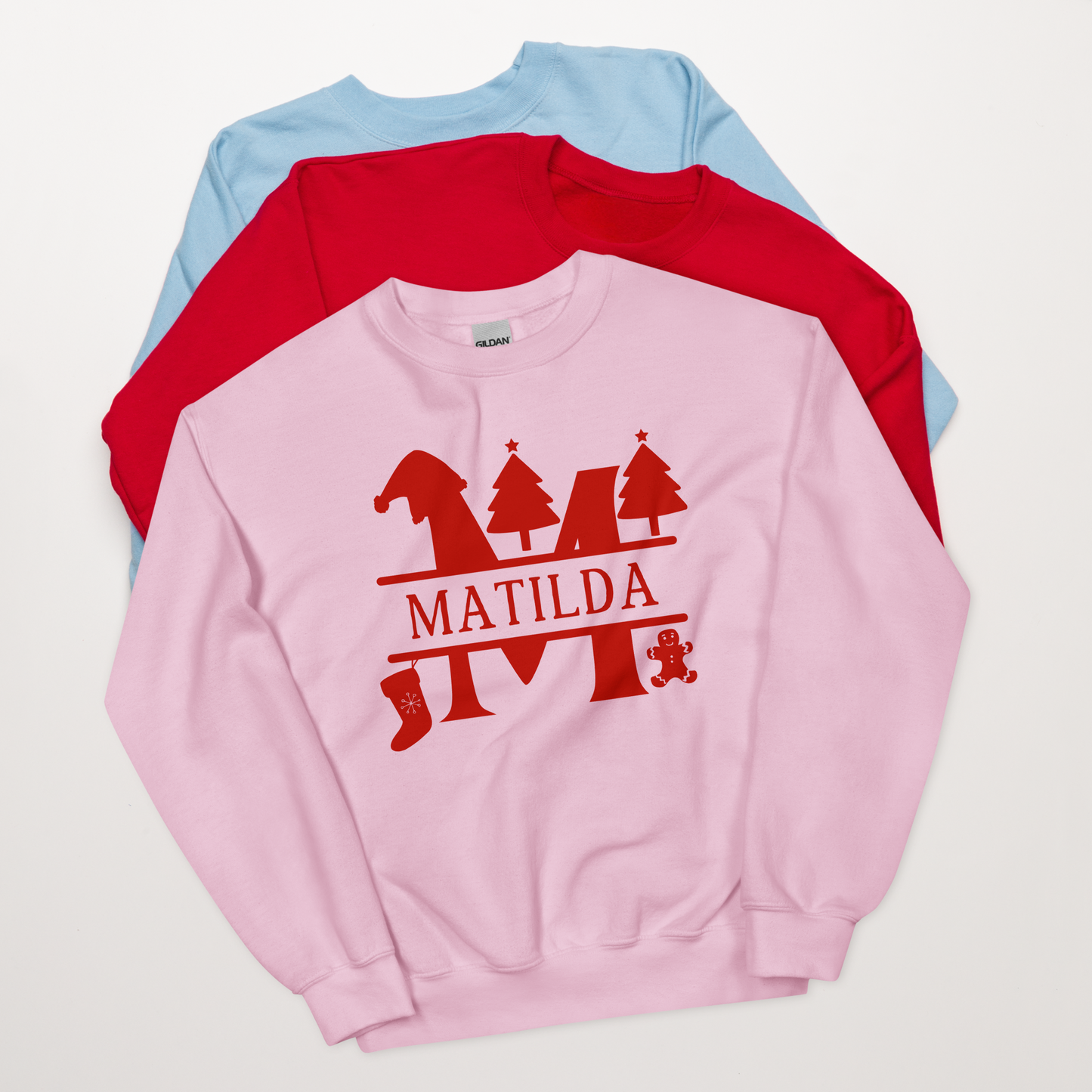 CUSTOM Name Initial Christmas Crewneck Sweatshirt